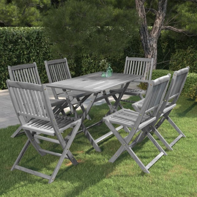 Ensemble à manger de jardin 7 pcs Bois d'acacia massif Gris
