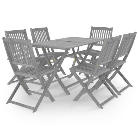 Ensemble à manger de jardin 7 pcs Bois d'acacia massif Gris