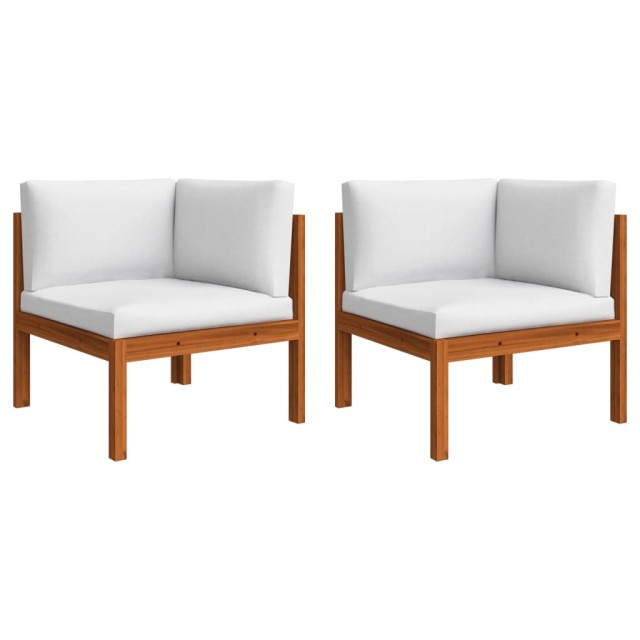 Salon de jardin 6 pièces avec coussins, bois d'acacia crème et corde