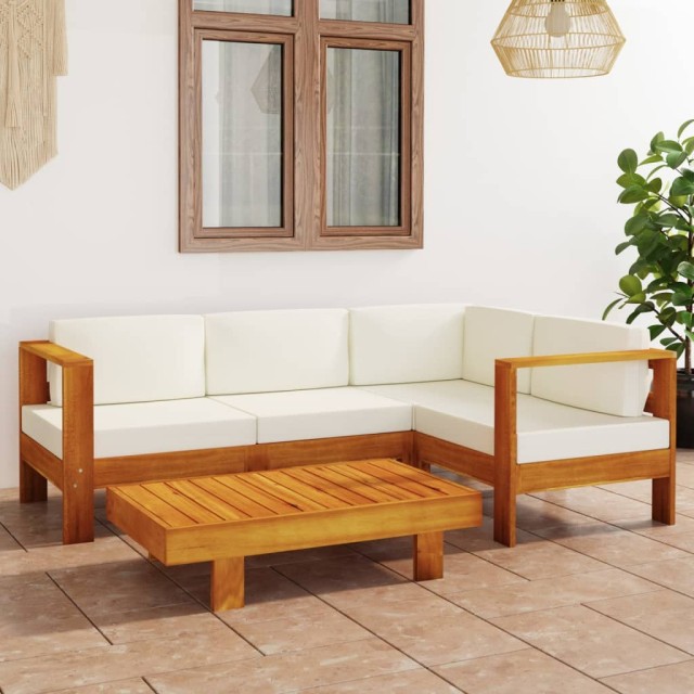 Salon de jardin 5 pièces avec coussins 100 x 60 cm Bois d'acacia