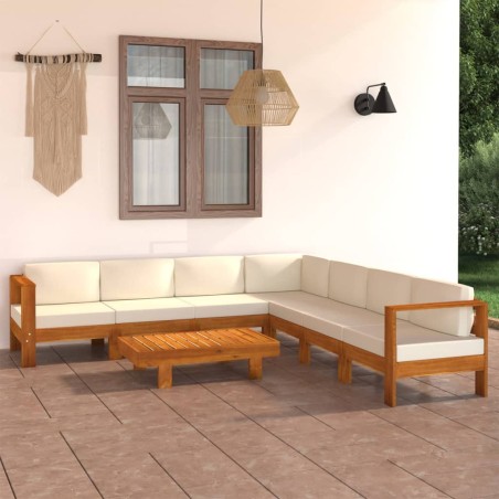 Salon de jardin 8 pièces avec coussins 100 x 60 cm Bois d'acacia