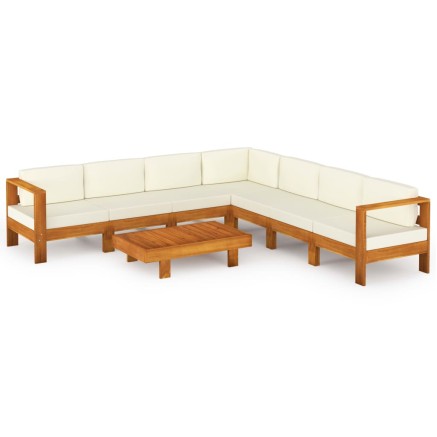 Salon de jardin 8 pièces avec coussins 100 x 60 cm Bois d'acacia 2