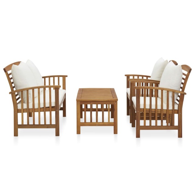 Salon de jardin 4 pcs avec coussins Bois d'acacia solide