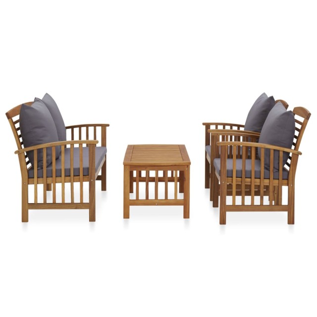 Salon de jardin 4 pcs avec coussins Bois d'acacia solide