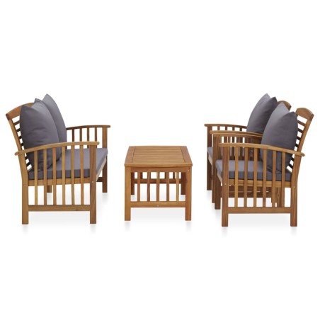 Salon de jardin 4 pcs avec coussins Bois d'acacia solide