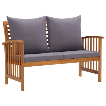 Salon de jardin 3 pcs avec coussins Bois d'acacia massif