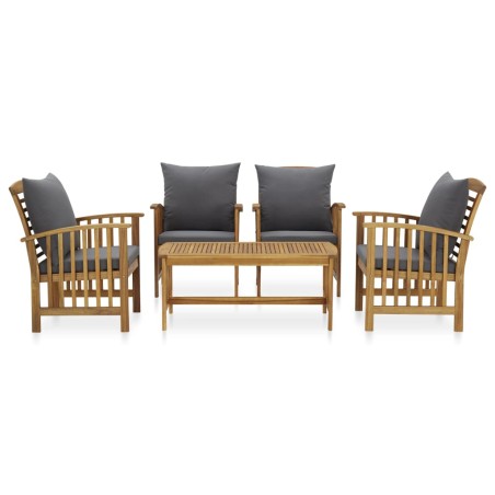 Salon de jardin 5 pcs avec coussins Bois d'acacia solide