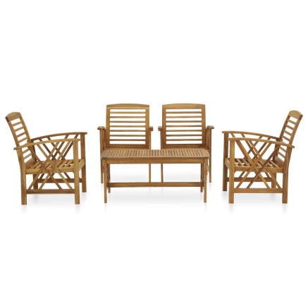 Salon de jardin 5 pcs Bois d'acacia massif 2