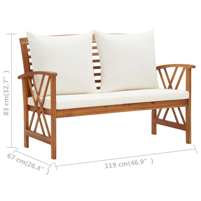 Salon de jardin 4 pcs avec coussins Bois d'acacia solide