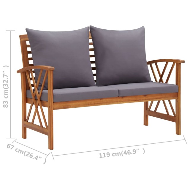 Salon de jardin 5 pcs avec coussins Bois d'acacia solide