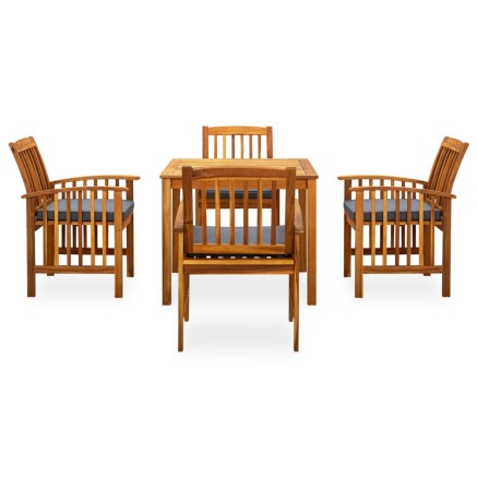 Ensemble à manger de jardin 5 pcs avec coussins Acacia solide 2