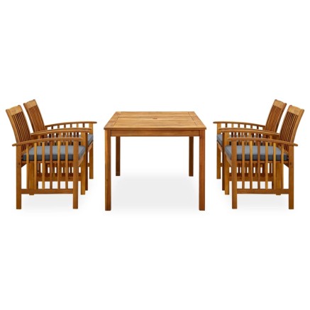 Ensemble à manger de jardin 5 pcs avec coussins Acacia solide 2