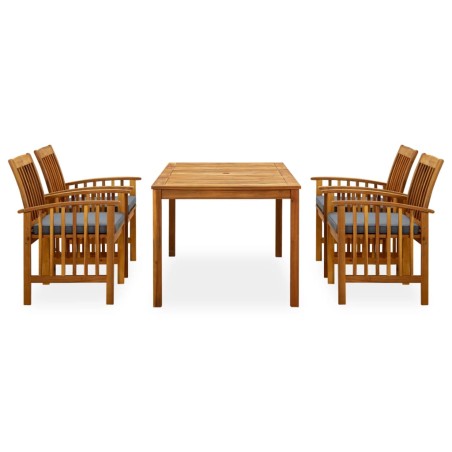 Ensemble à manger de jardin 5 pcs avec coussins Acacia solide