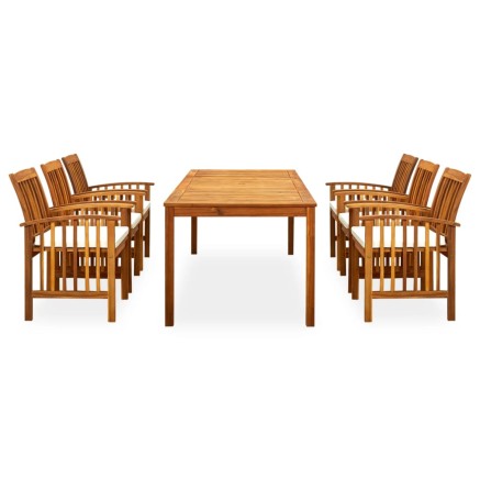 Ensemble à manger de jardin 7 pcs avec coussins Acacia solide 2