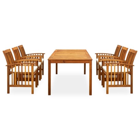 Ensemble à manger de jardin 7 pcs avec coussins Acacia solide