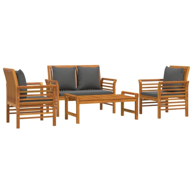 Salon de jardin 4 pcs avec coussins Bois d'acacia solide
