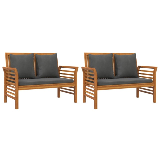 Salon de jardin 3 pcs avec coussins bois massif d'acacia