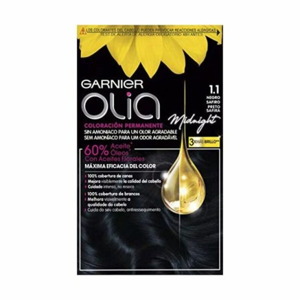Permanente Kleur Garnier Olia Geen ammoniak Nº 1,10 Black Sapphire