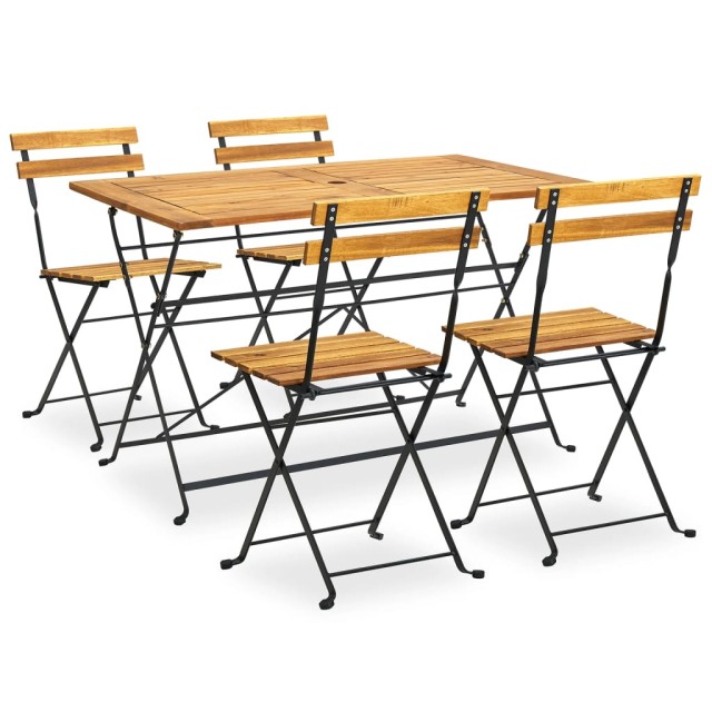 Ensemble à manger d'extérieur pliable 5pcs Bois d'acacia solide