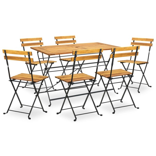 Ensemble à manger d'extérieur pliable 7pcs Bois d'acacia solide