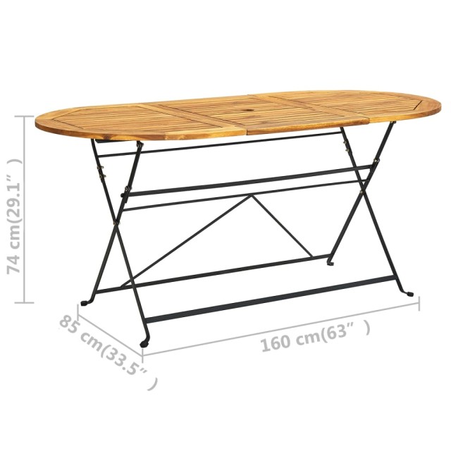 Ensemble à manger d'extérieur pliable 9pcs Bois d'acacia solide