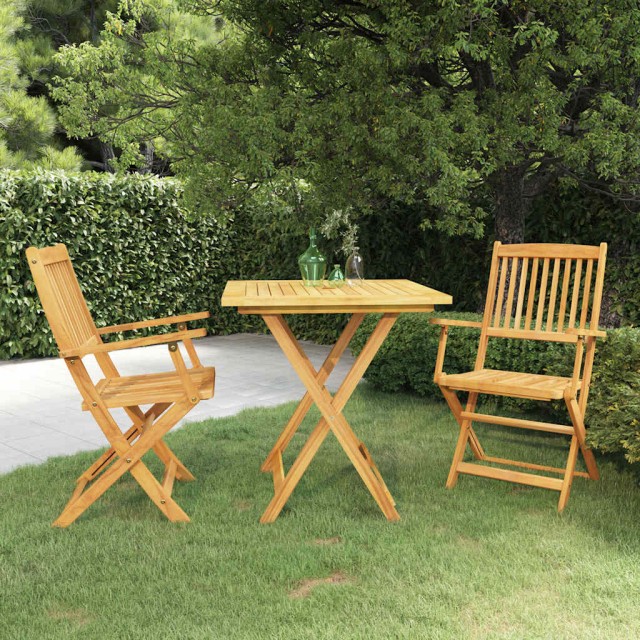 Ensemble à manger de jardin pliable 3 pcs Bois d'acacia solide