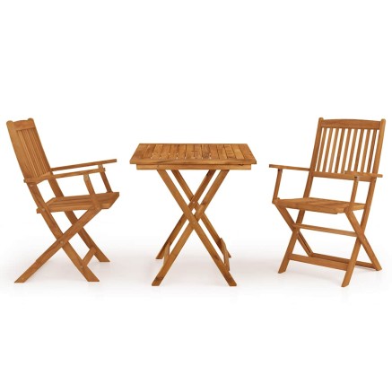 Ensemble à manger de jardin pliable 3 pcs Bois d'acacia solide 2