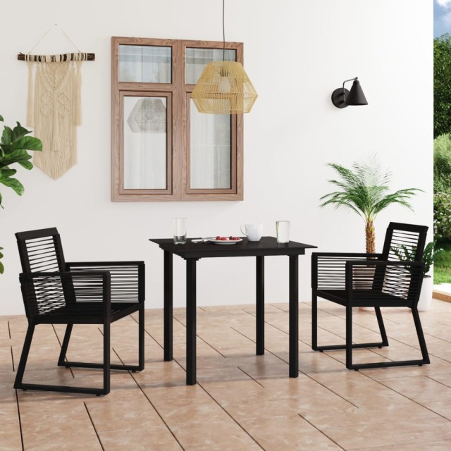 Ensemble à manger d'extérieur 3 pcs Rotin PVC Noir