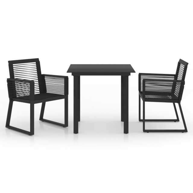 Ensemble à manger d'extérieur 3 pcs Rotin PVC Noir