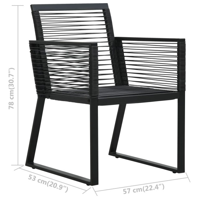 Ensemble à manger d'extérieur 3 pcs Rotin PVC Noir