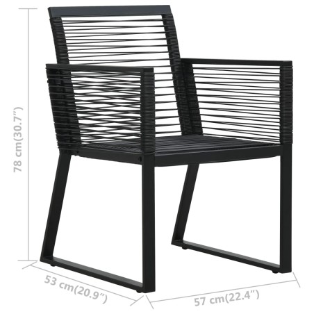 Ensemble à manger d'extérieur 3 pcs Rotin PVC Noir