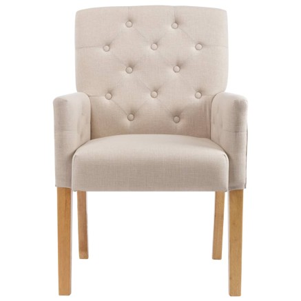 Chaises à manger avec accoudoirs lot de 4 beige tissu 2