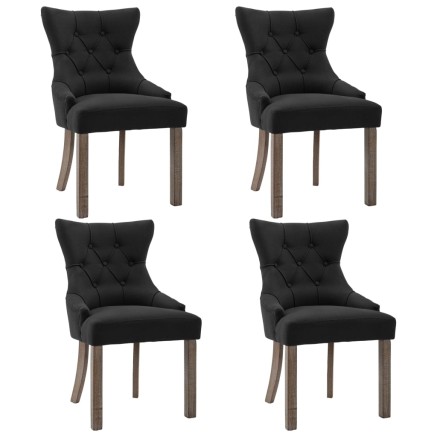 Chaises à manger lot de 4 noir tissu 2