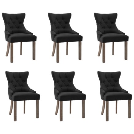 Chaises à manger lot de 6 noir tissu 2