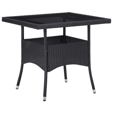 Ensemble à manger de jardin 3 pcs Noir Résine tressée et verre 2