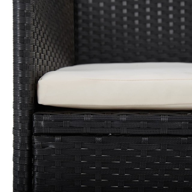 Ensemble à manger de jardin 3 pcs Noir Résine tressée et verre