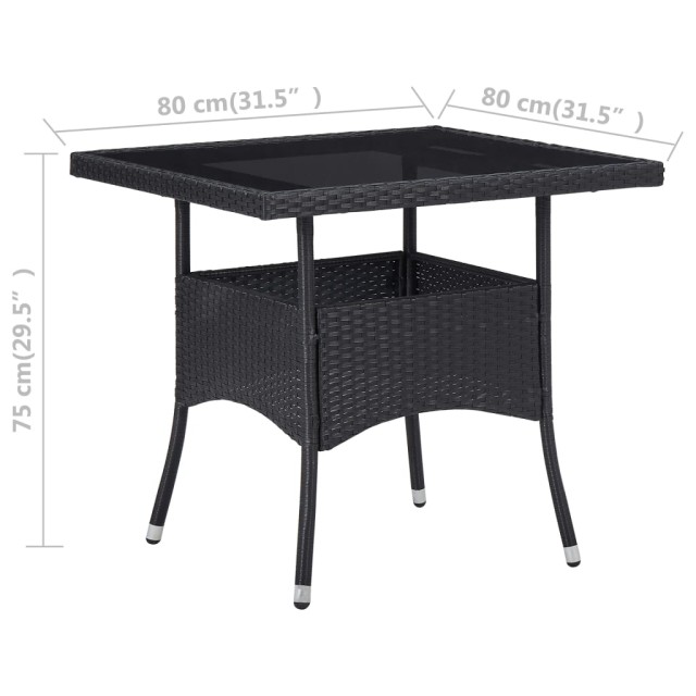 Ensemble à manger de jardin 3 pcs Noir Résine tressée et acacia
