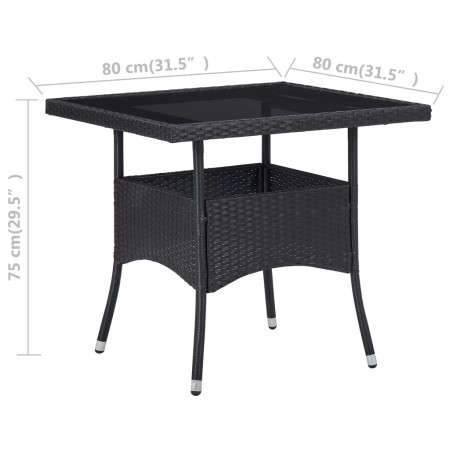 Ensemble à manger de jardin 3 pcs Noir Résine tressée et acacia