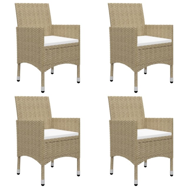 Ensemble à manger de jardin 5 pcs Résine tressée et verre Beige