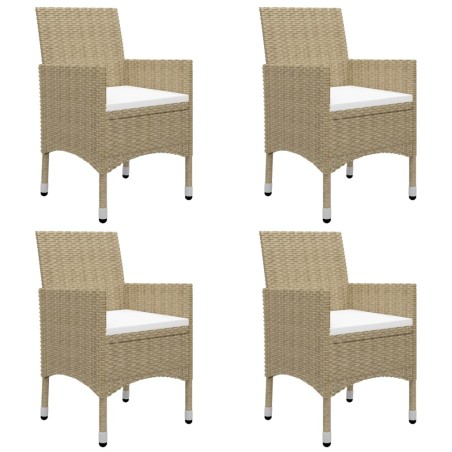 Ensemble à manger de jardin 5 pcs Résine tressée et verre Beige