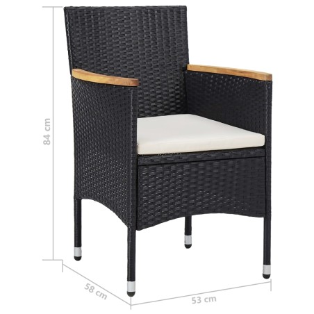 Ensemble à manger de jardin 5 pcs Noir Résine tressée et acacia