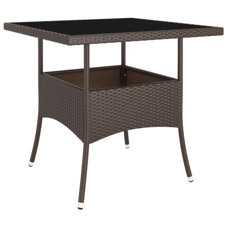 Ensemble à manger de jardin 5pcs Résine tressée Marron