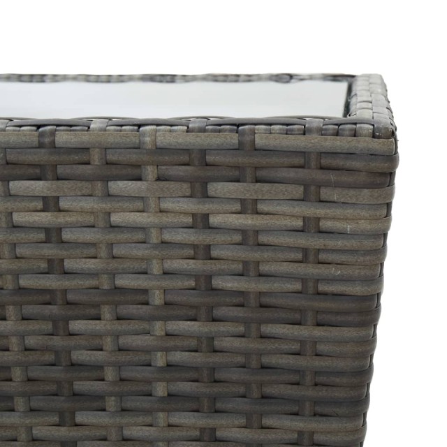 Ensemble de bistro 3 pcs Résine tressée et verre trempé Gris