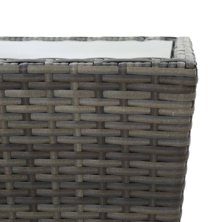 Ensemble de bistro 3 pcs Résine tressée et verre trempé Gris