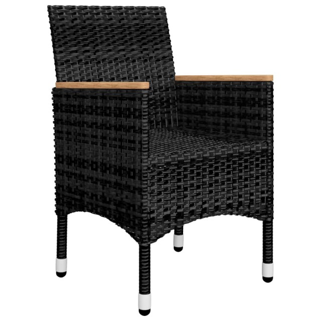 Ensemble de bistro 3 pcs Résine tressée et bois d'acacia Noir