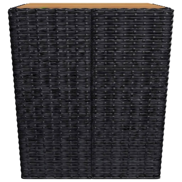 Ensemble de bistro 3 pcs Résine tressée et bois d'acacia Noir