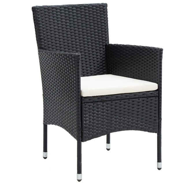 Ensemble de bistro de jardin 5pcs Résine tressée et acacia Noir