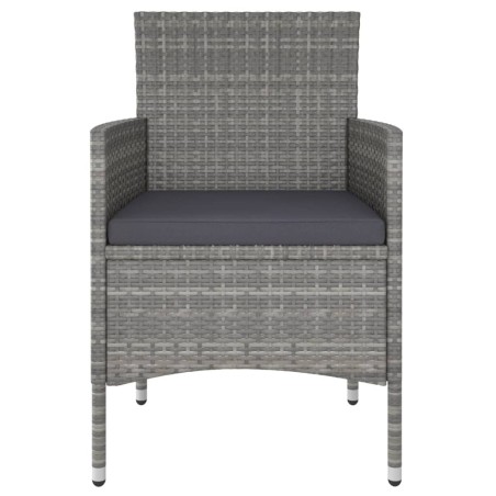 Ensemble de bistro jardin 5pcs Résine tressée verre trempé Gris