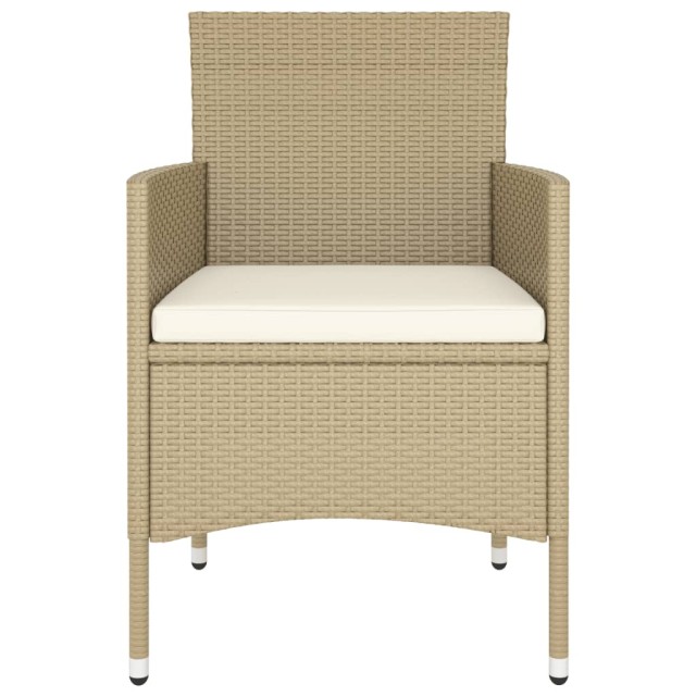 Ensemble de bistro 5 pcs Résine tressée et verre trempé Beige