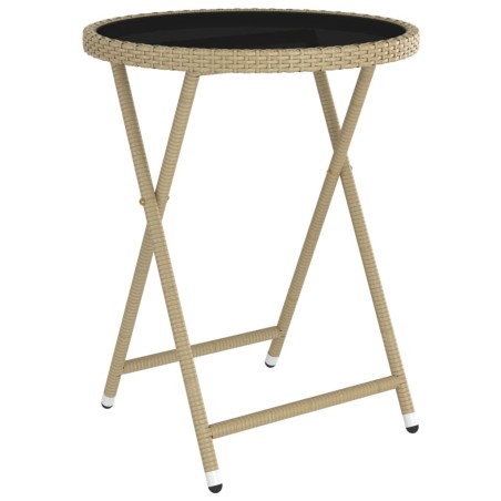 Ensemble de bistro 5 pcs Résine tressée et verre trempé Beige